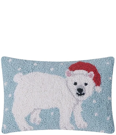 Peking Handicraft Holiday Polar Bear Wool Hook Pillow