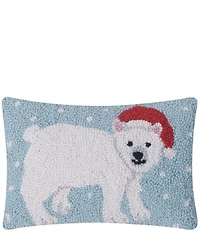 Peking Handicraft Holiday Polar Bear Wool Hook Pillow