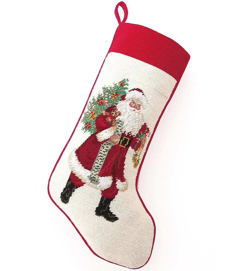 Peking Handicraft Jingle Claus Needlepoint Holiday Stocking