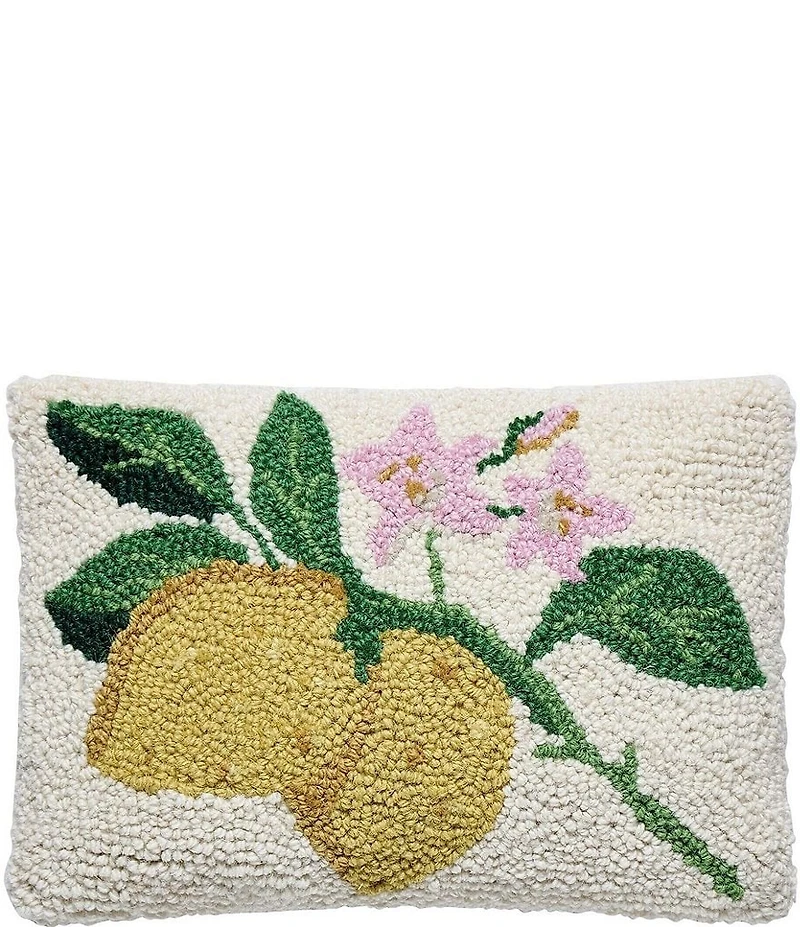 Peking Handicraft Lemons On A Branch Wool Hook Throw Pillow