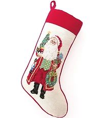 Peking Handicraft Making Spirits Bright Needlepoint Holiday Stocking
