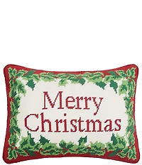 Peking Handicraft Merry Christmas Needlepoint Embroidered Pillow