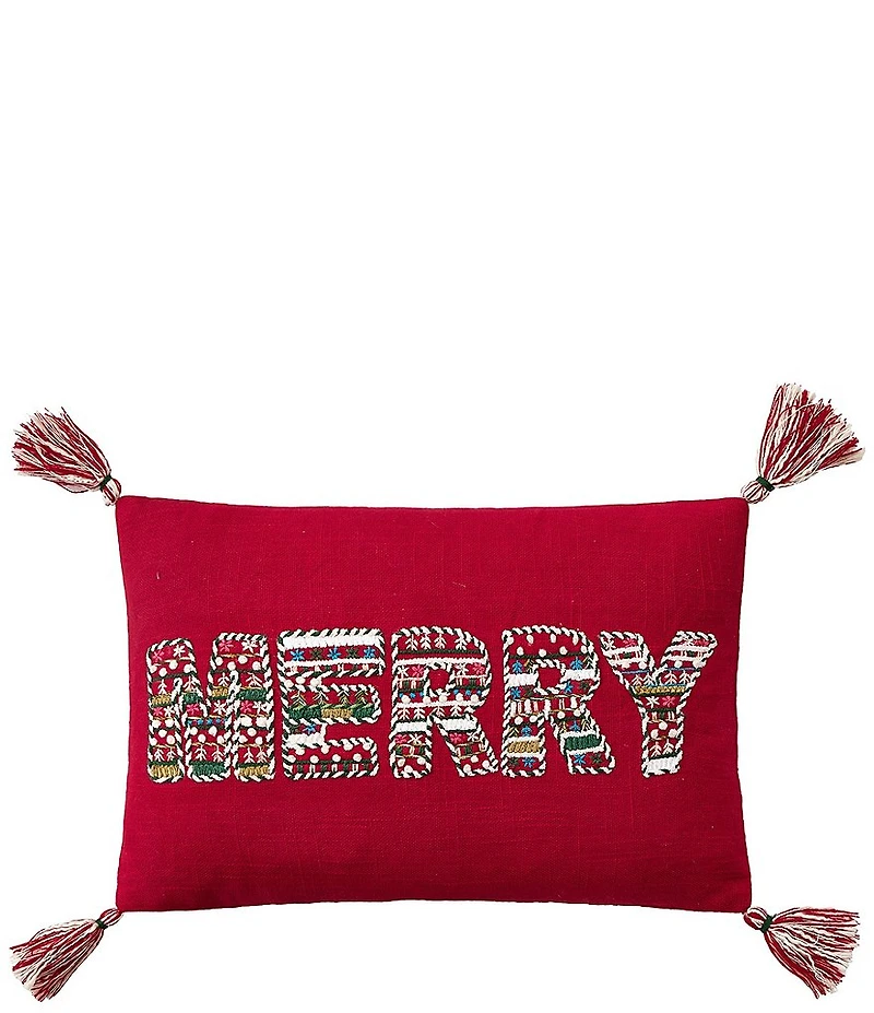 Peking Handicraft Merry With Tassels Embroidered Pillow