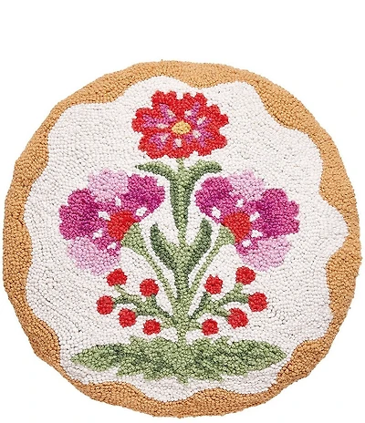 Peking Handicraft Mughal Flower Hook Round Pillow