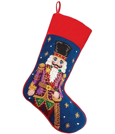 Peking Handicraft Nutcracker Needlepoint Holiday Stocking