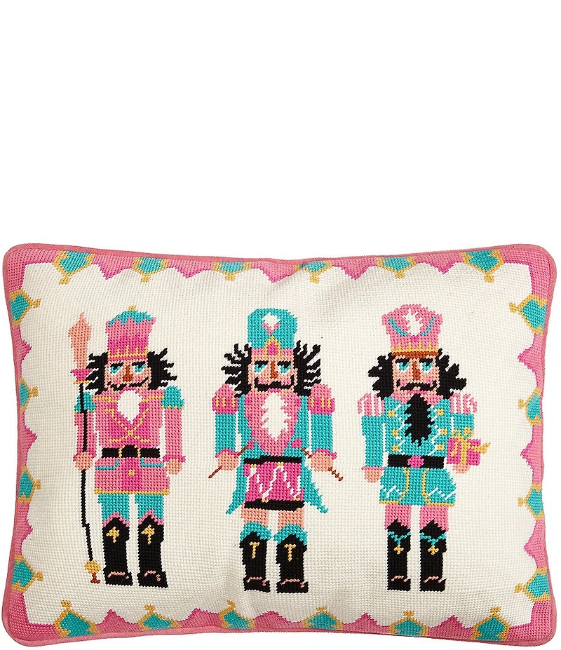 Peking Handicraft Nutcrackers Needlepoint Embroidered Throw Pillow