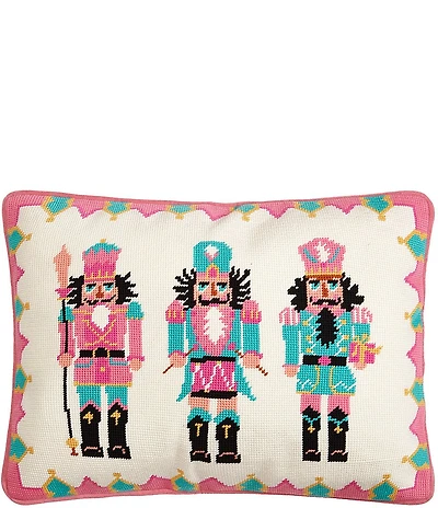 Peking Handicraft Nutcrackers Needlepoint Embroidered Throw Pillow