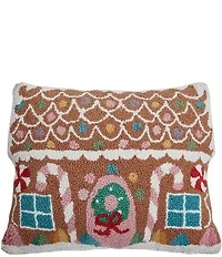 Peking Handicraft Pastel Gingerbread House Wool Hook Pillow