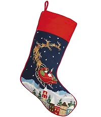 Peking Handicraft Santa Reindeers Needlepoint Stocking