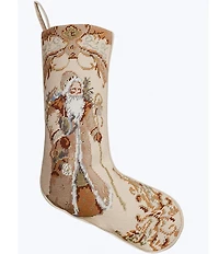 Peking Handicraft Santa Needlepoint Embroidered Holiday Stocking