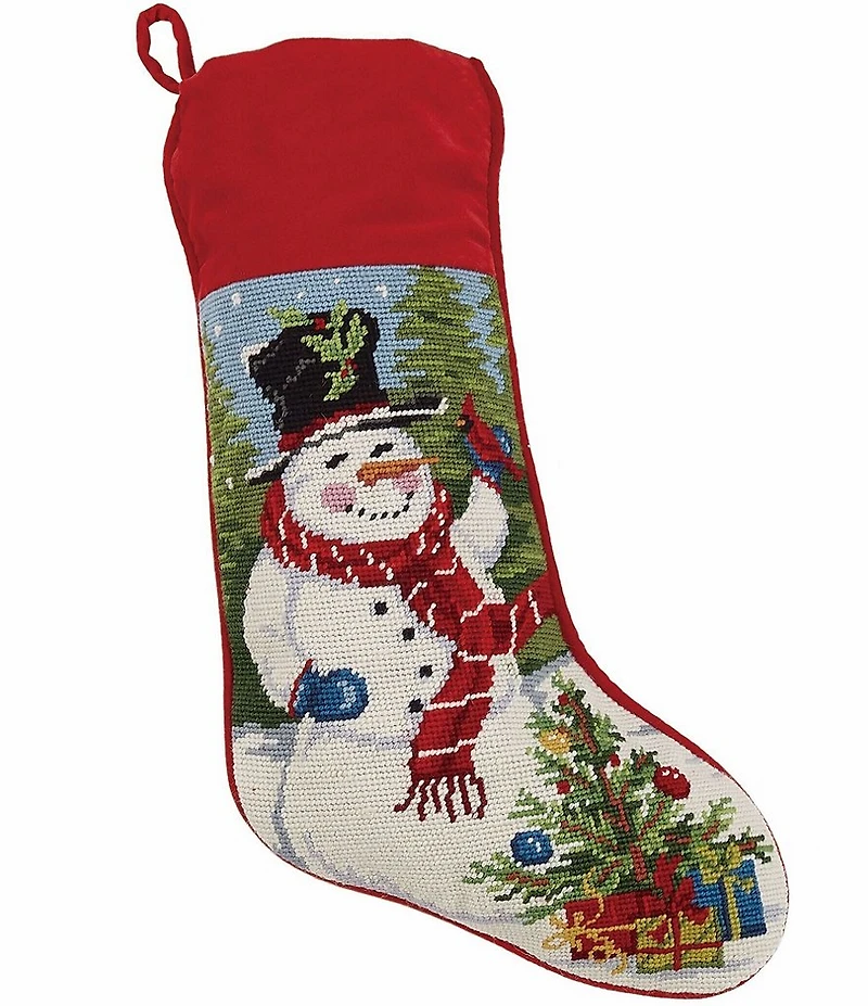 Peking Handicraft Snowman Needlepoint Holiday Stocking