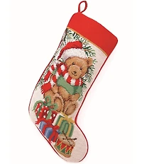Peking Handicraft Teddy Bear Needlepoint Holiday Stocking