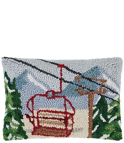 Peking Handicraft Vintage Ski Gondola Wool Hook Pillow