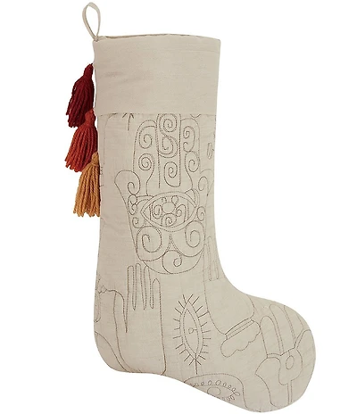 Peking Handicraft x Justina Blakeney Hamsa Quilted Stocking with Tassels