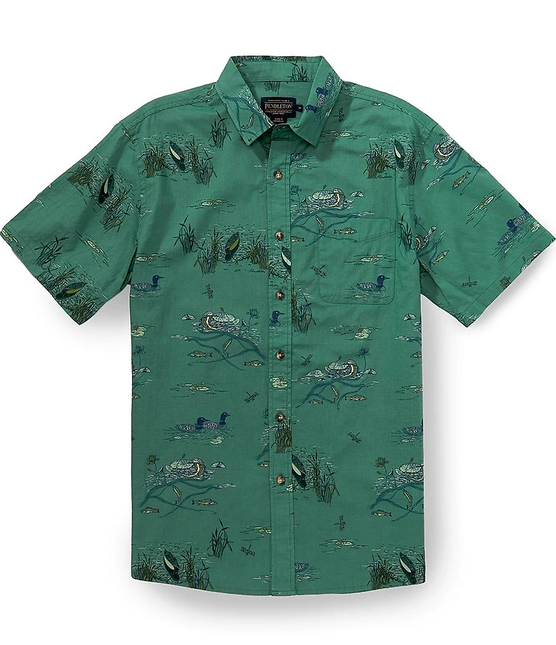 Pendleton Shoreline Lake Print Short Sleeve Woven Shirt