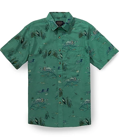 Pendleton Shoreline Lake Print Short Sleeve Woven Shirt