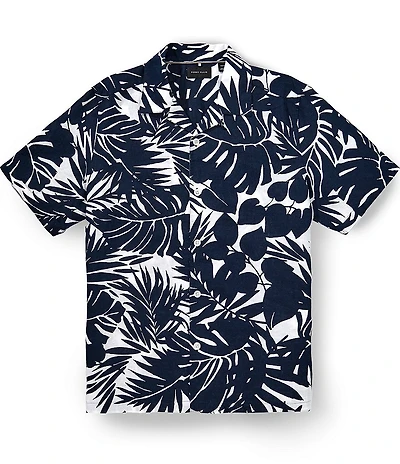 Perry Ellis Big & Tall Floral Linen Short Sleeve Woven Shirt