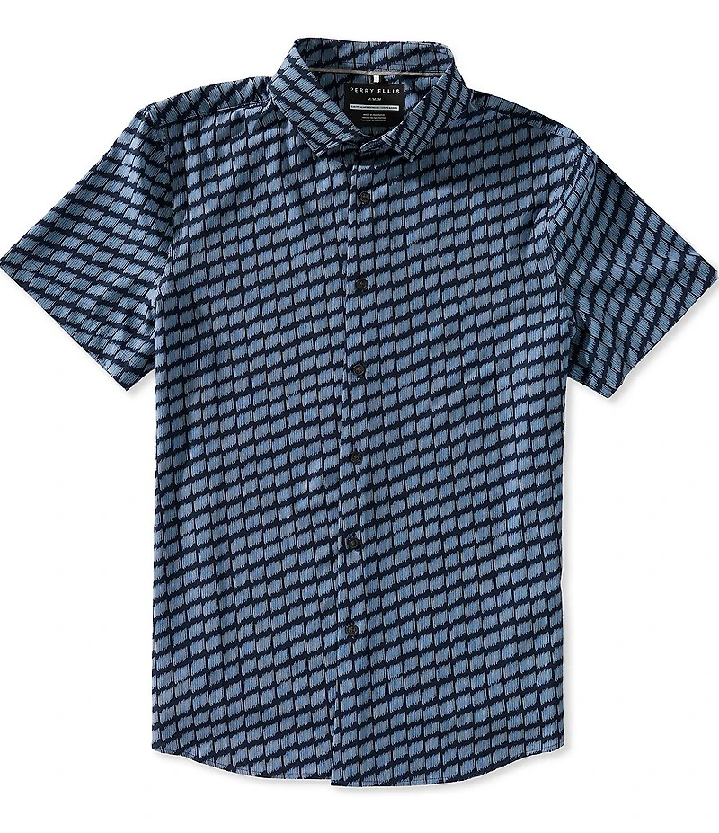 Perry Ellis Big & Tall Hash Mark Print Short Sleeve Woven Shirt