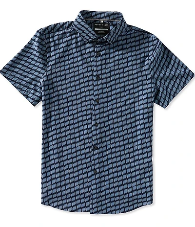 Perry Ellis Big & Tall Hash Mark Print Short Sleeve Woven Shirt