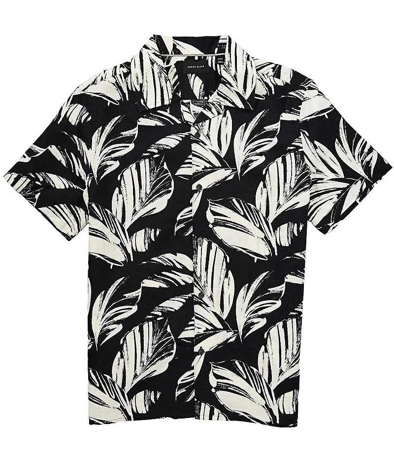 Perry Ellis Big & Tall Palm Leaf Short Sleeve Woven Shirt