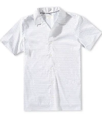 Perry Ellis Big & Tall Slim Fit Hexagon Print Short Sleeve Woven Camp Shirt