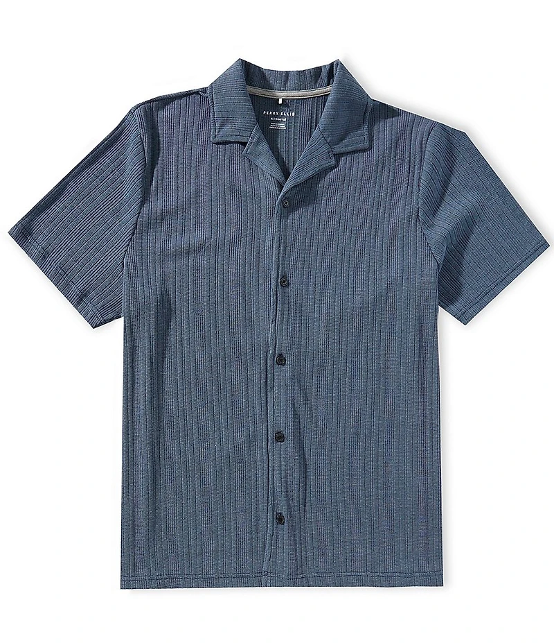 Perry Ellis Big & Tall Stripe Short Sleeve Woven Camp Shirt