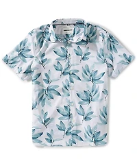 Perry Ellis Big & Tall Tropical Floral Print Short Sleeve Woven Shirt