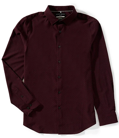 Perry Ellis Diamond Print Long Sleeve Woven Shirt