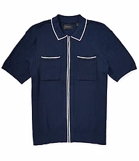 Perry Ellis Full-Zip Sweater Polo Shirt