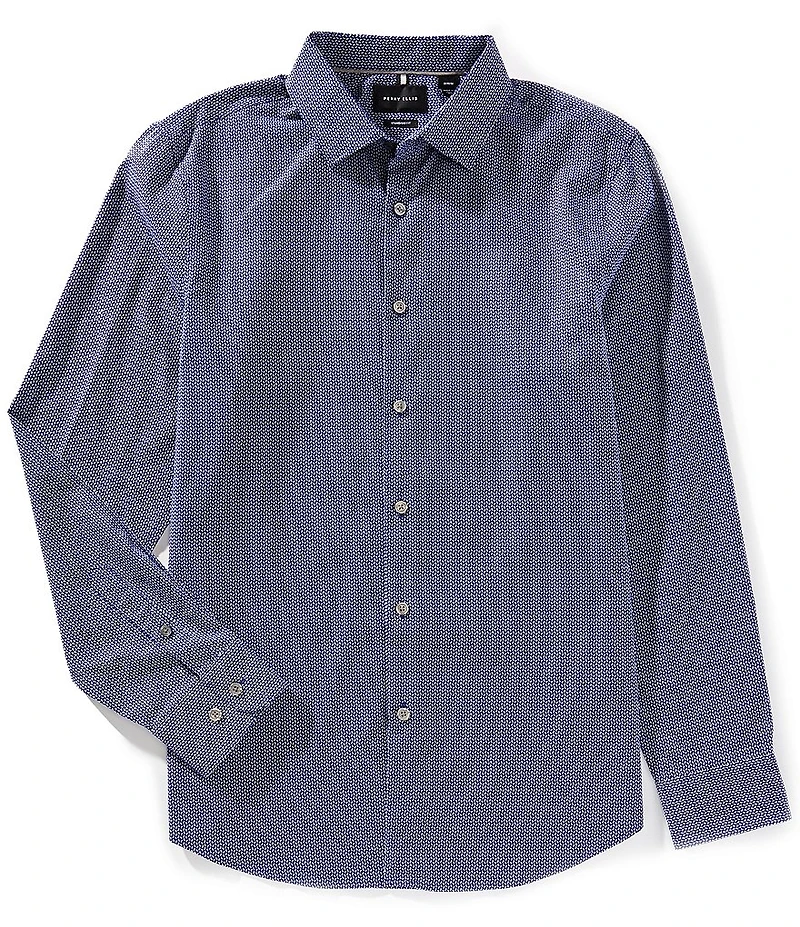 Perry Ellis Micro Geo Print Long Sleeve Woven Shirt