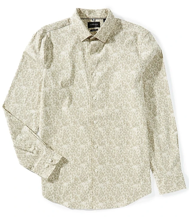 Perry Ellis Geometric Print Long Sleeve Woven Shirt