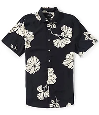 Perry Ellis Hibiscus Print Short Sleeve Woven Shirt