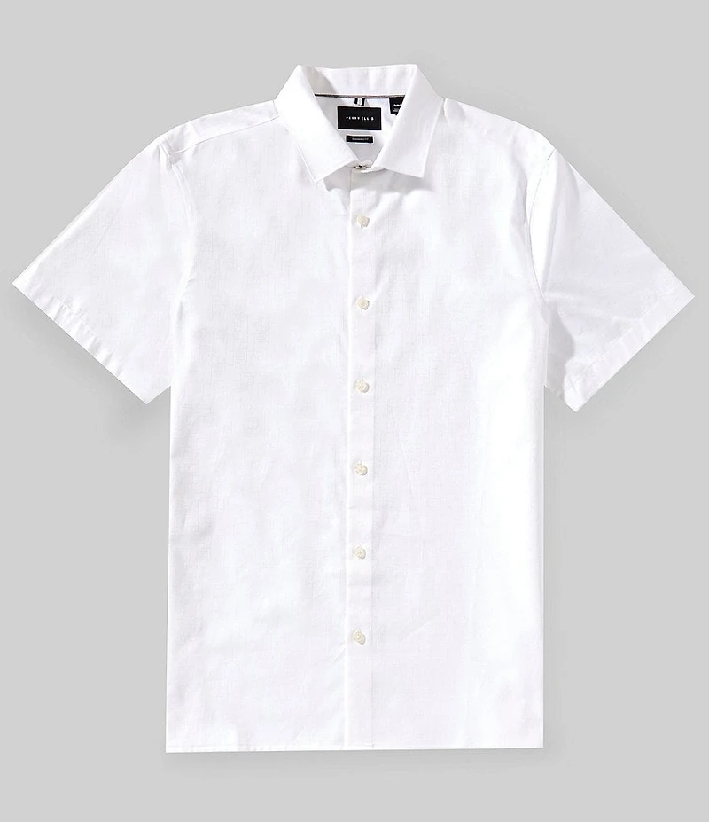 Perry Ellis Jacquard Stretch Short Sleeve Woven Shirt