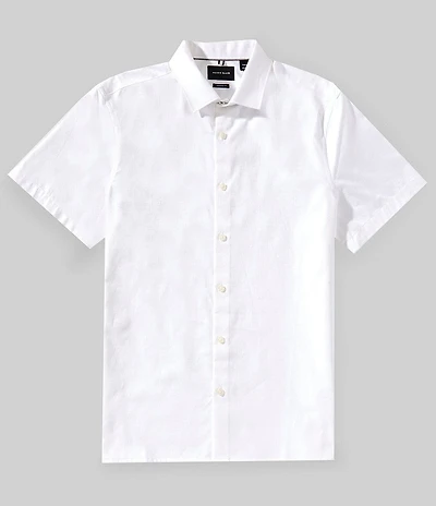 Perry Ellis Jacquard Stretch Short Sleeve Woven Shirt