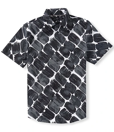Perry Ellis Large Paint Print Short Sleeve Woven Shirt