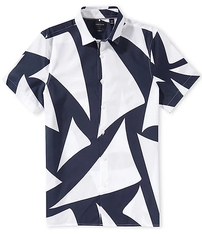 Perry Ellis Large Triangle Print Short Sleeve Woven Shirt