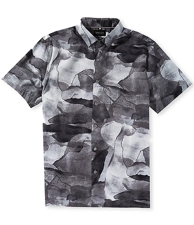 Perry Ellis Mountain Print Poplin Short Sleeve Woven Shirt