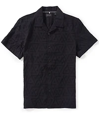 Perry Ellis Novelty Jacquard Short Sleeve Woven Camp Shirt