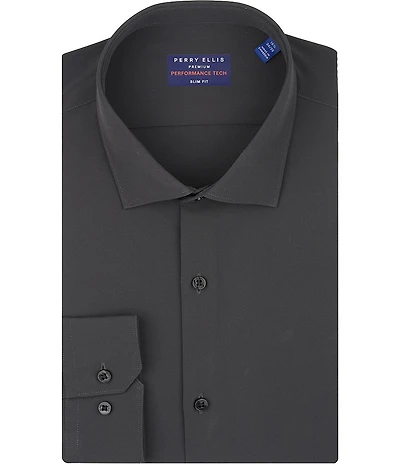 Perry Ellis Performance Spread Collar Solid Dress Shirt