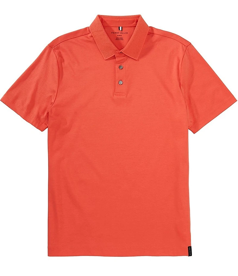 Perry Ellis Performance Stretch Solid Interlock Short Sleeve Polo Shirt