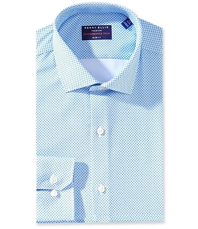 Perry Ellis Performance Stretch Spread Collar Diamond Print Dress Shirt