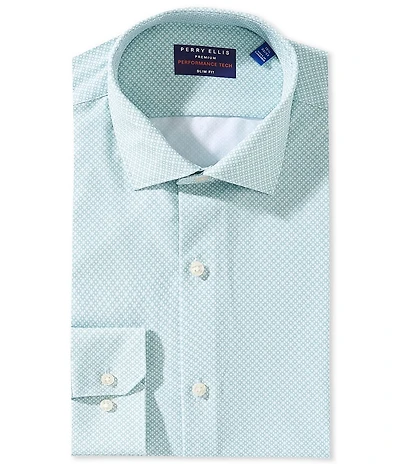 Perry Ellis Performance Stretch Spread Collar Geo Print Dress Shirt