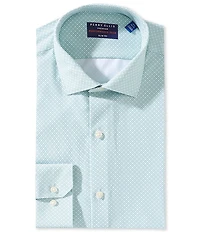 Perry Ellis Performance Stretch Spread Collar Geo Print Dress Shirt