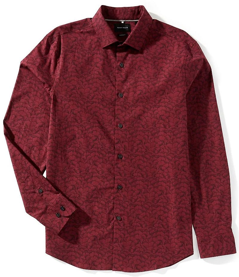 Perry Ellis Printed Long Sleeve Woven Shirt