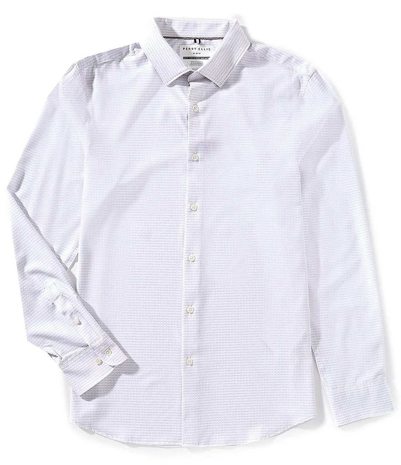 Perry Ellis Slim Fit Geo Print Long Sleeve Woven Shirt