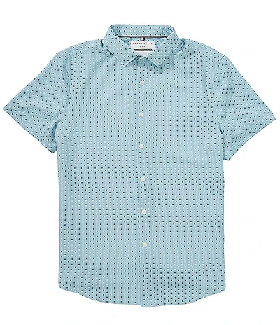 Perry Ellis Slim Fit Geo Stripe Performance Stretch Short Sleeve Woven Shirt