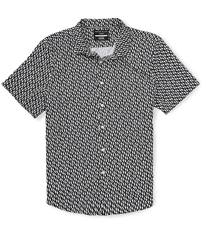 Perry Ellis Slim Fit Geo Wave Print Short Sleeve Woven Shirt