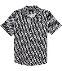 Perry Ellis Slim Fit Geo Wave Print Short Sleeve Woven Shirt