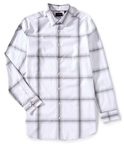 Perry Ellis Slim Fit Ombre Plaid Long Sleeve Woven Shirt