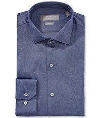 Perry Ellis Slim Fit Spread Collar Melange Corduroy Long Sleeve Dress Shirt